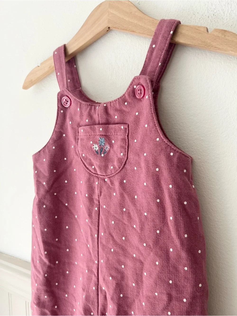 Carter's 6 Months Dusty Rose Polka Dot Girls' Cotton Overalls